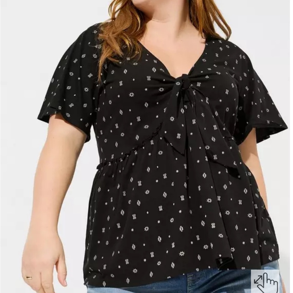 NWT Torrid sz 3x Vintage Cotton Jersey V-Neck Relaxed Tie Front Top!!